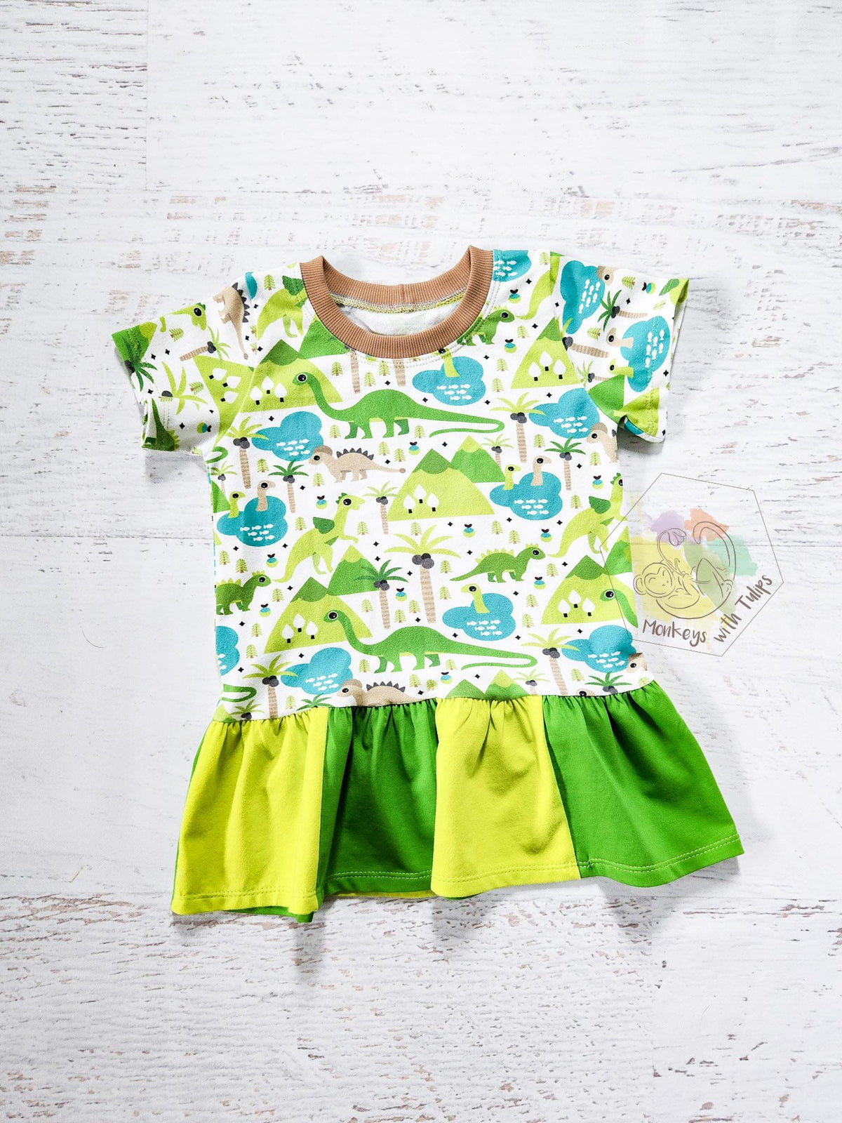 Bright dino peplum, 3t