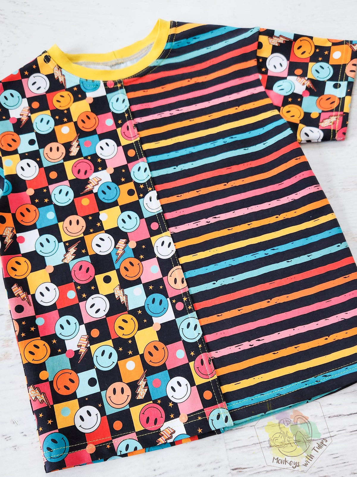 Emoji Stripe duo tee, size 7/8