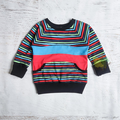 Double stripe pocketed grow with me tee, size 3t- 6yr