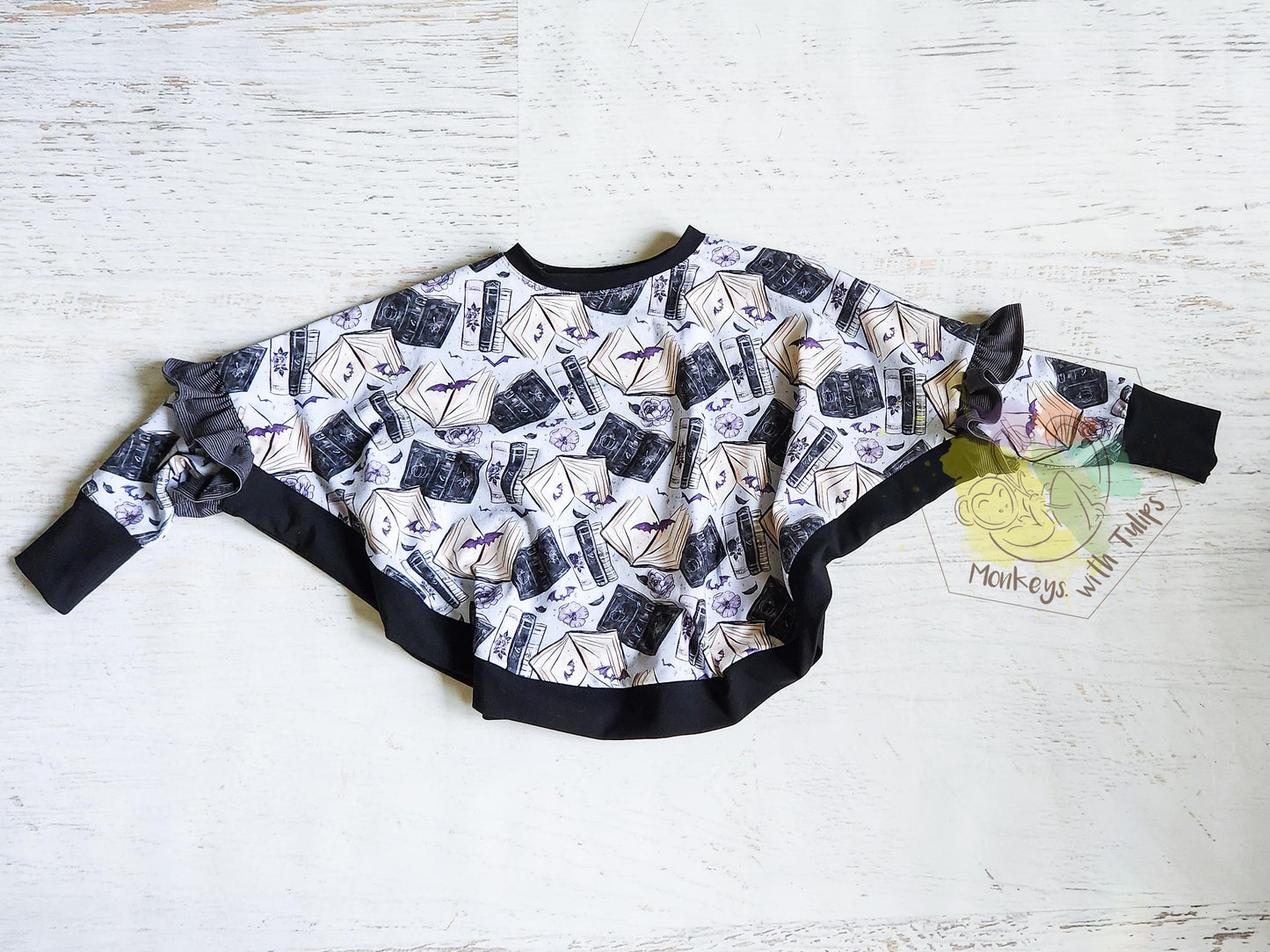 Batty for Books flounce top, size 2t