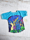 Monsters in my Garden dolman tee, size 4t