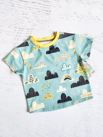 Rainy rainbows drop sleeve tee, size 9-12 months