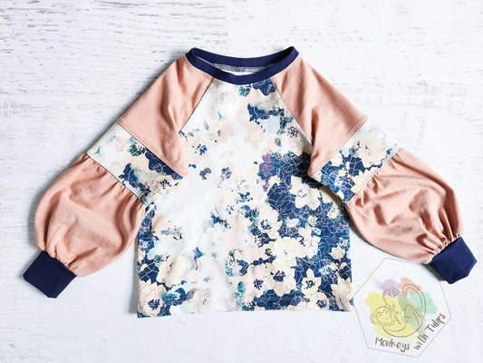 Floral bishop sleeve raglan tee, size 4t