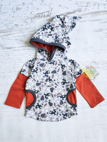 Cottage Ghosts hooded tee, size 2/3t