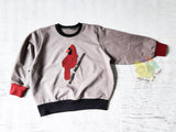 Cardinal applique retro sweatshirt, size 3/4t