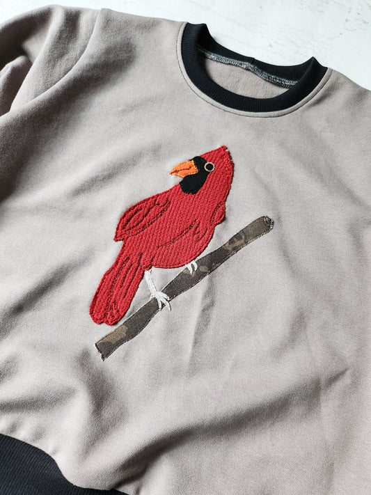 Cardinal applique retro sweatshirt, size 3/4t