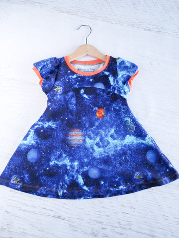 Space, galaxy, play dress, size 18 months