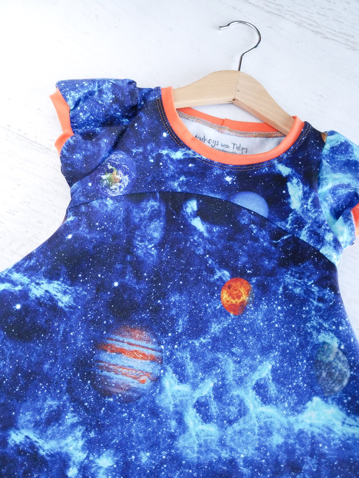 Space, galaxy, play dress, size 18 months