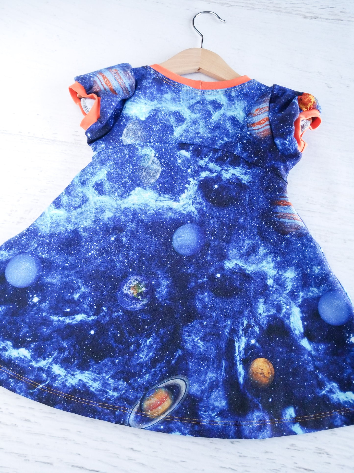 Space, galaxy, play dress, size 18 months