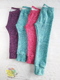 (Faux) glitter leggings - aqua, hot pink and dark plum