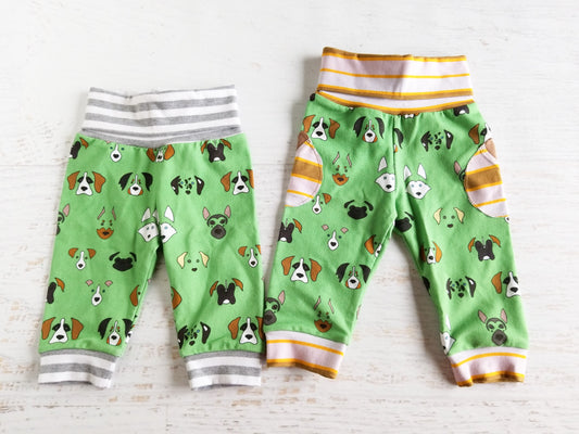 Foldover waist pants, dog print, baby sizes