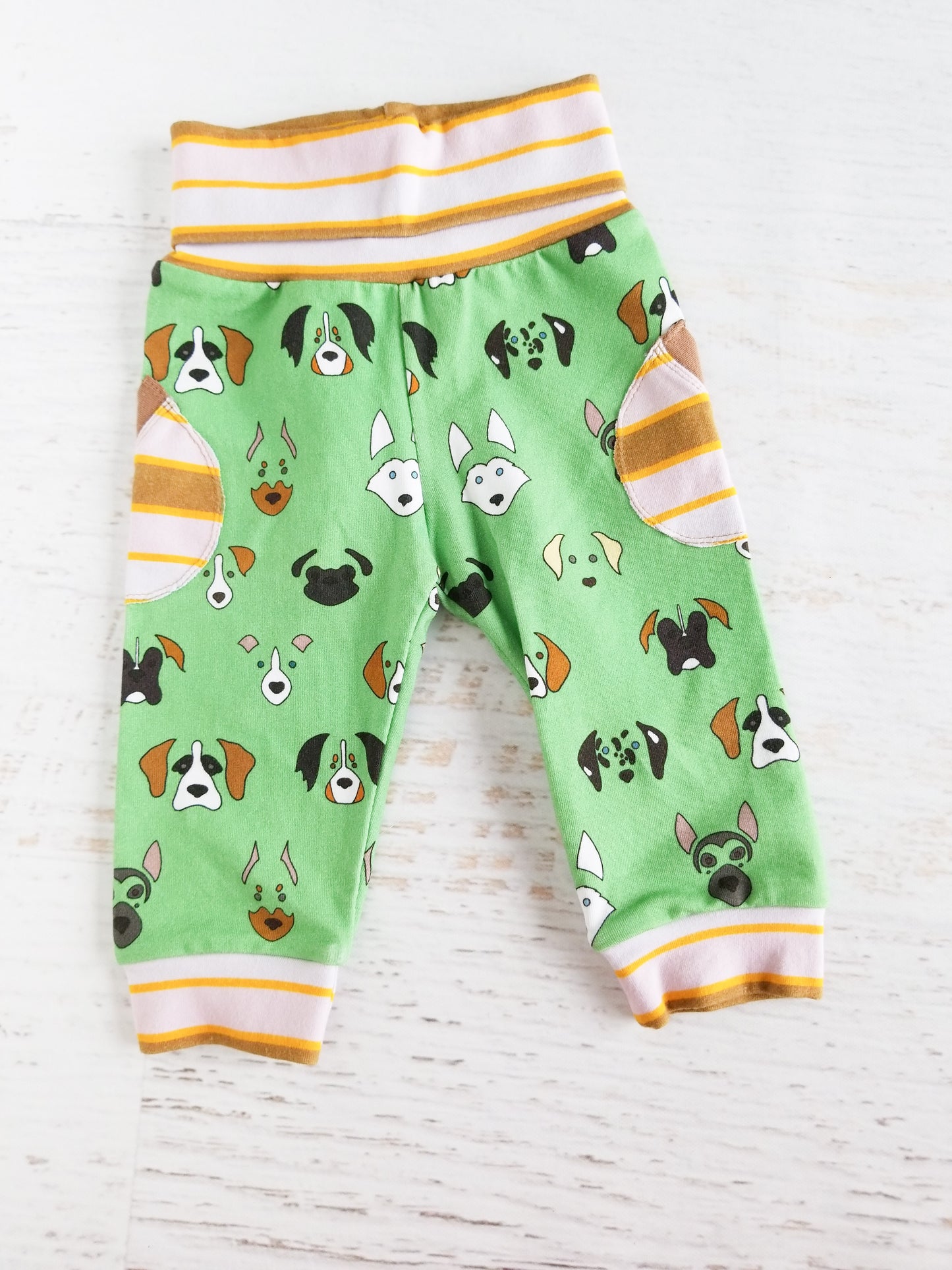 Foldover waist pants, dog print, baby sizes