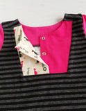 Short sleeve, snap front, kitty & stripes tee, 18 month, **SECONDS**