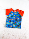 Rainy raglan, short sleeve, size 9-12 month