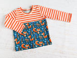 Woodland friends, striped, long sleeve tee, 9-12 month