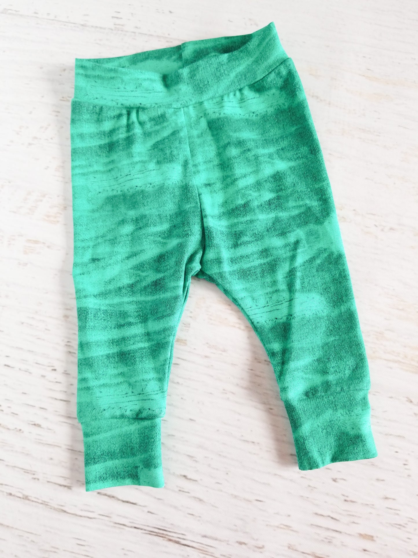 Baby leggings, aqua faux distressed denim, sz 0-3 months