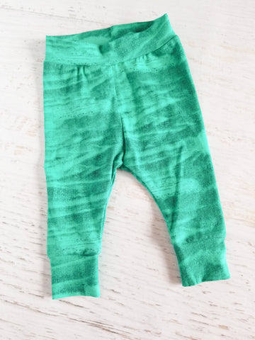 Baby leggings, aqua faux distressed denim, sz 0-3 months