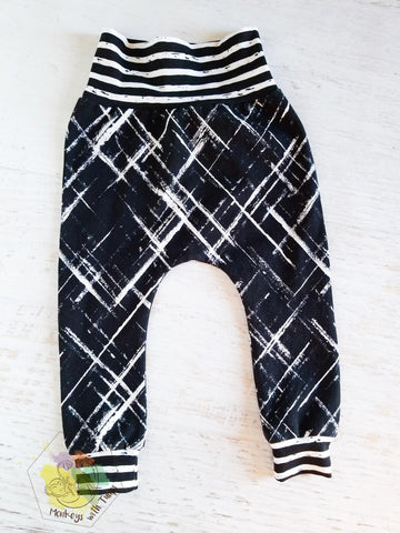 Slouchy black/white plaid joggers, 18 months