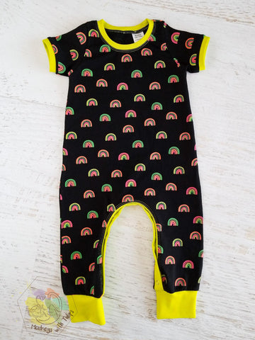 Neon rainbow romper, 12 month