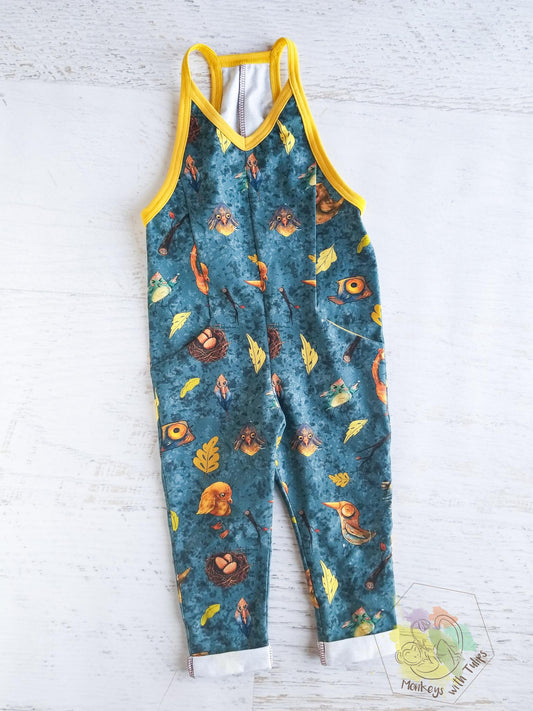 Quirky birds tank romper, size 3t