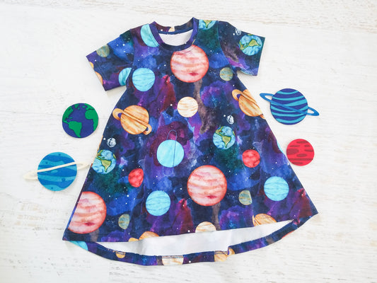 Planets tshirt dress, size 2/3t