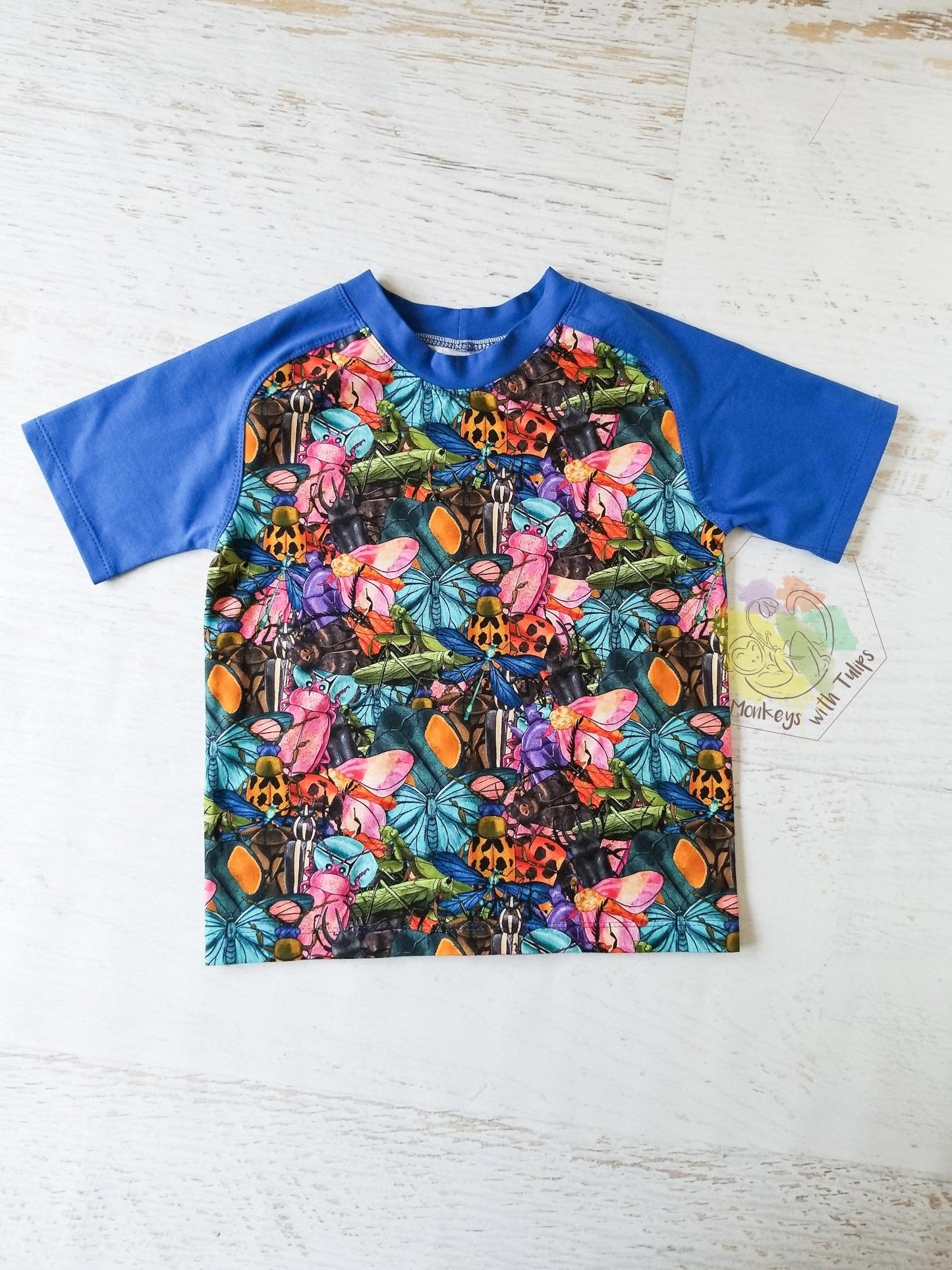 Beautiful Bugs curved raglan tee, size 5