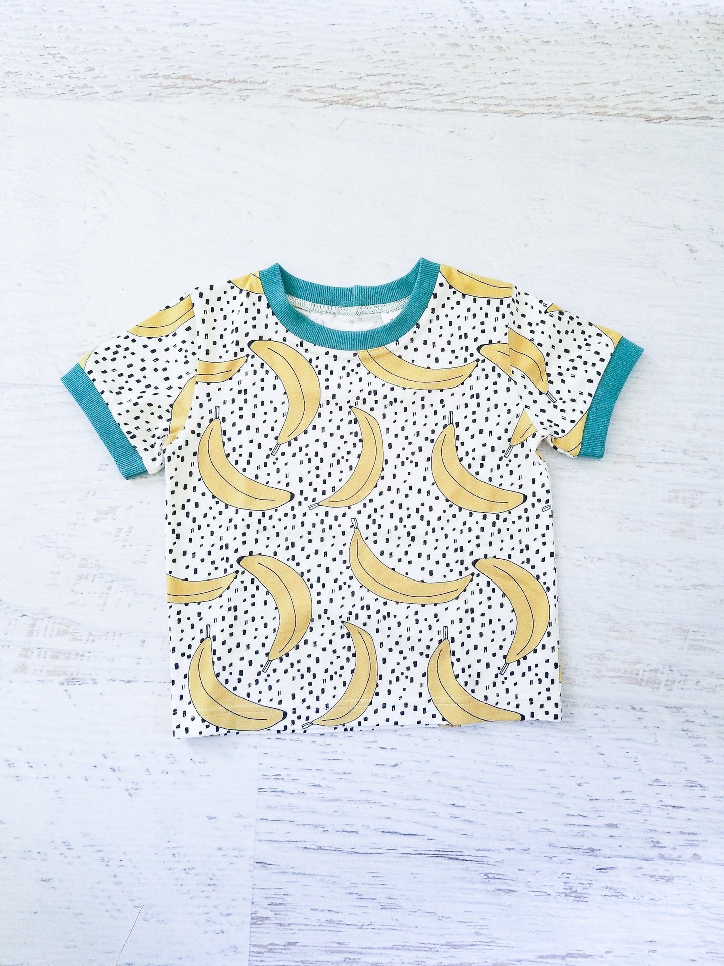 Bananas! ringer tee, size 3t (blue)