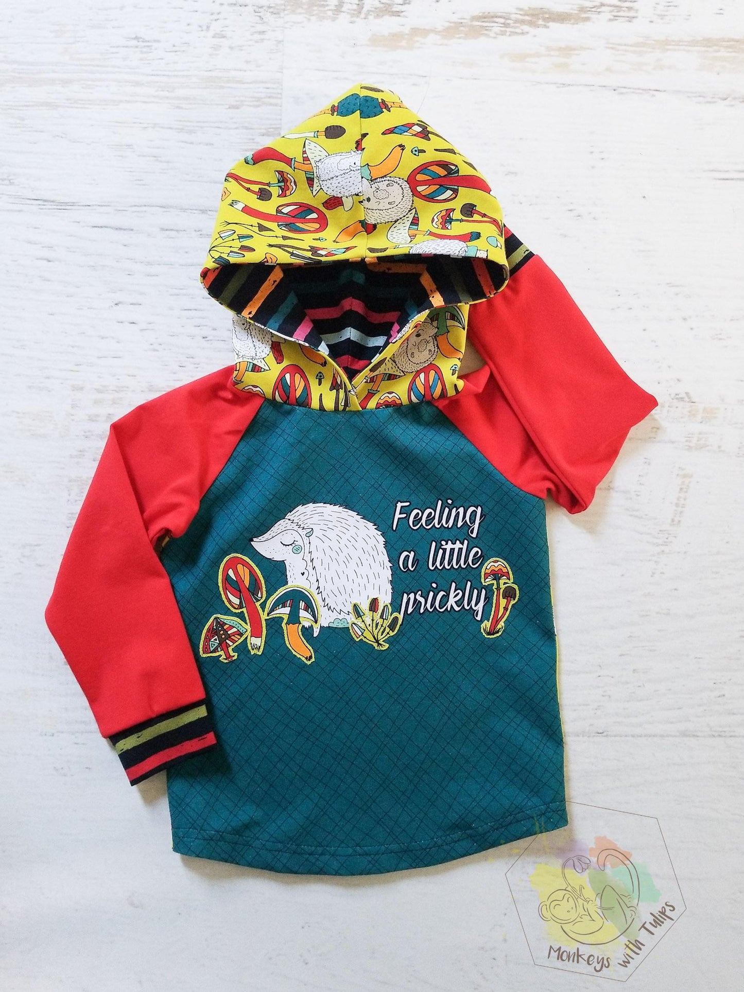 Feeling prickly hedgie hooded tee, 2-3t