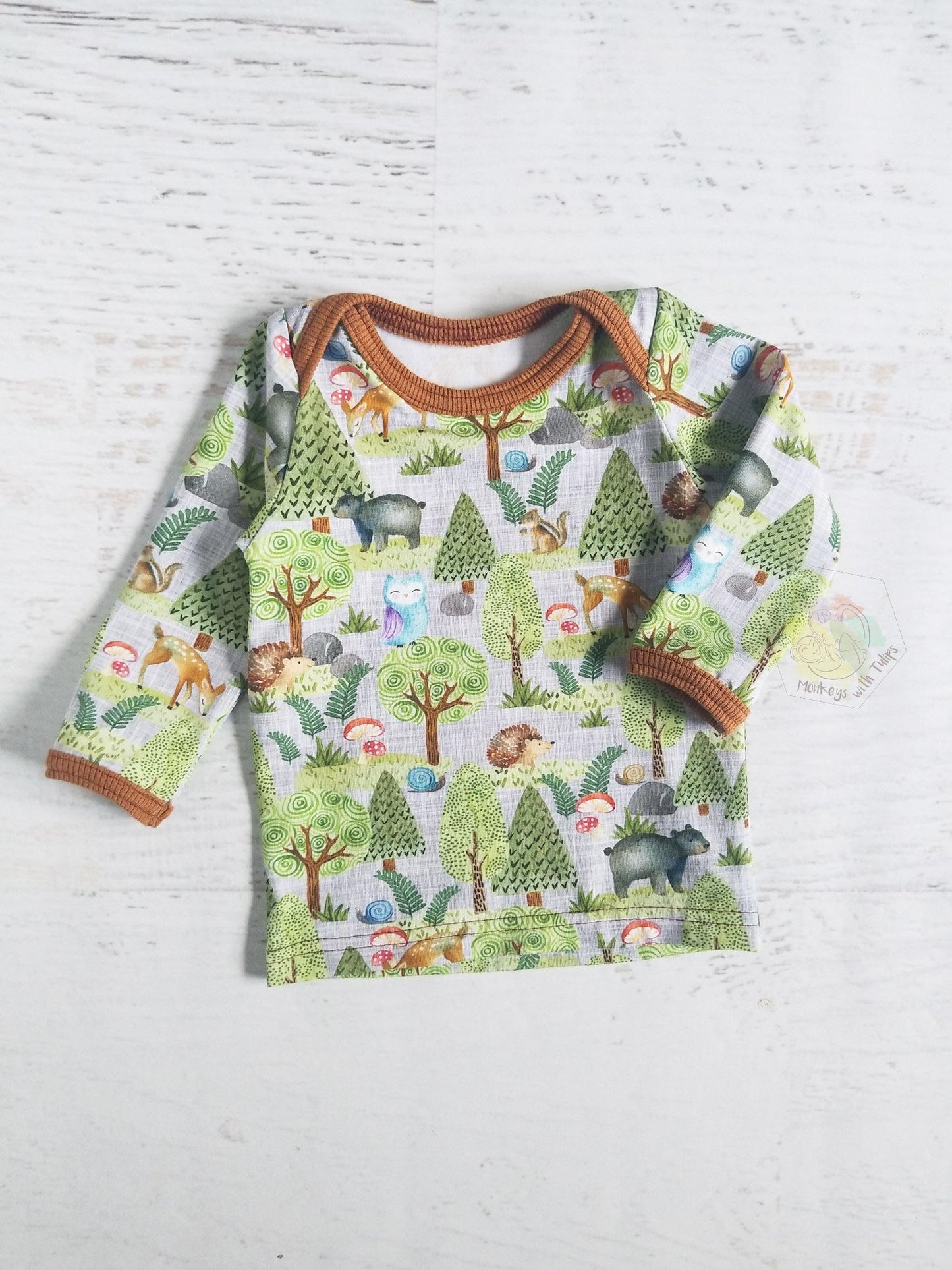 Woodland animals lapneck tee, 3-6 months