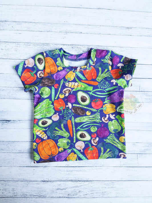 Watercolor veggies crew tee, 9-12 month