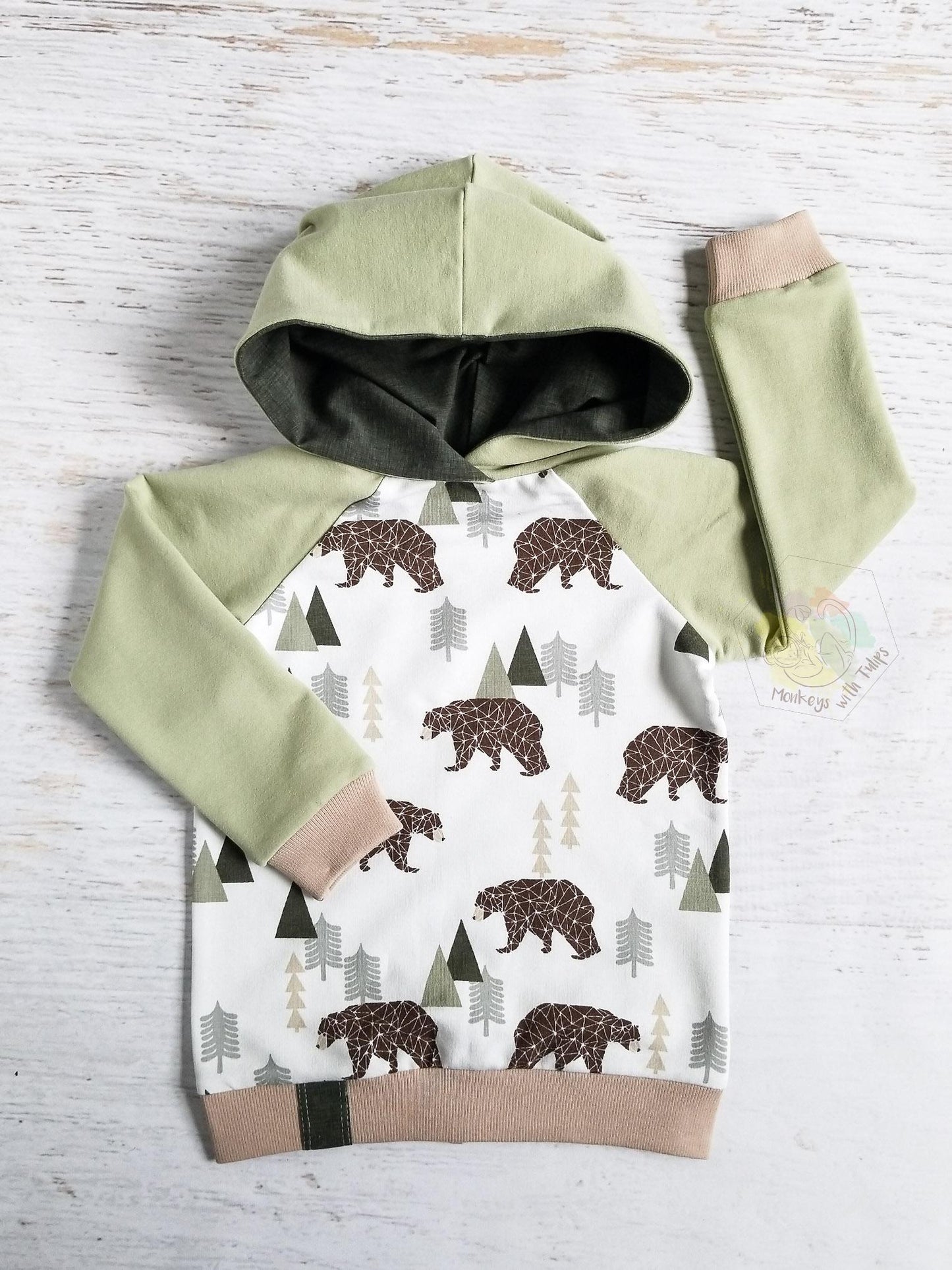 Bears cozy raglan hoodie, size 2/3t