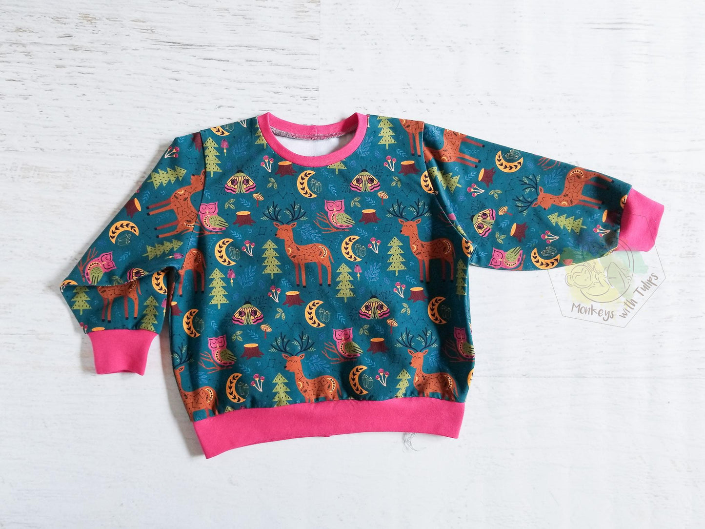 Mystical Deer retro sweatshirt style tee,18-24 months