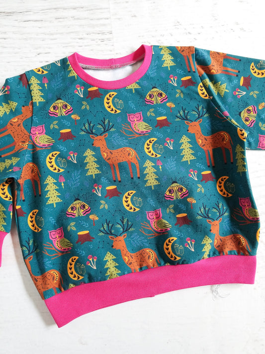 Mystical Deer retro sweatshirt style tee,18-24 months