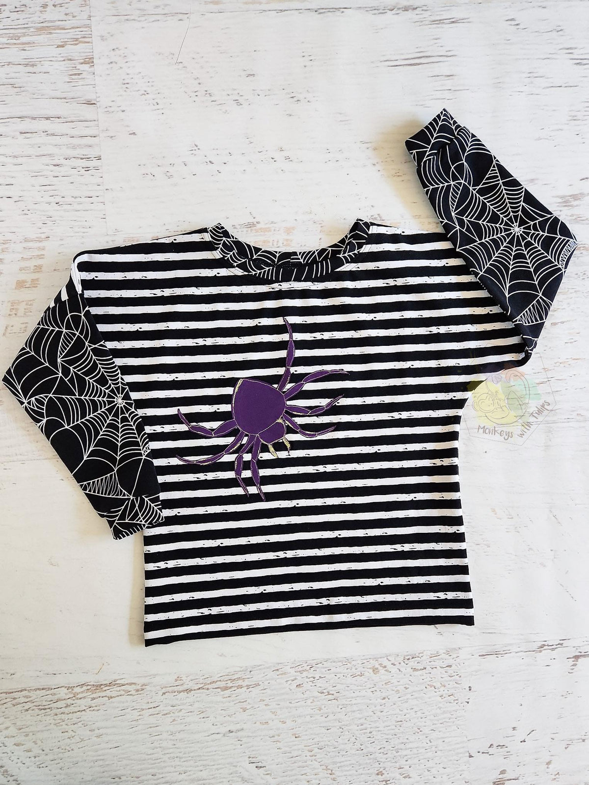 Spider applique dolman tee, 6 kids.