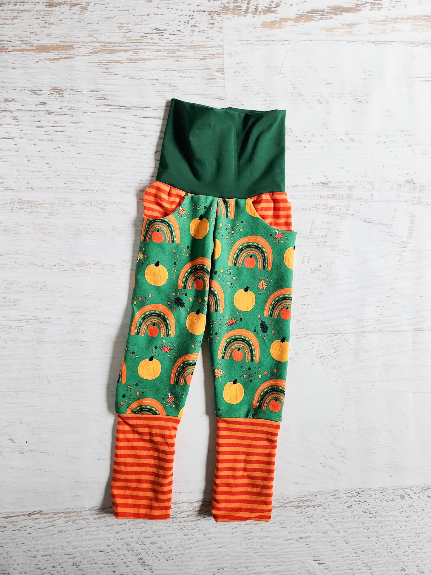 Pumpkin and rainbows grow with me joggers - sz 2 (6m-3/4t)