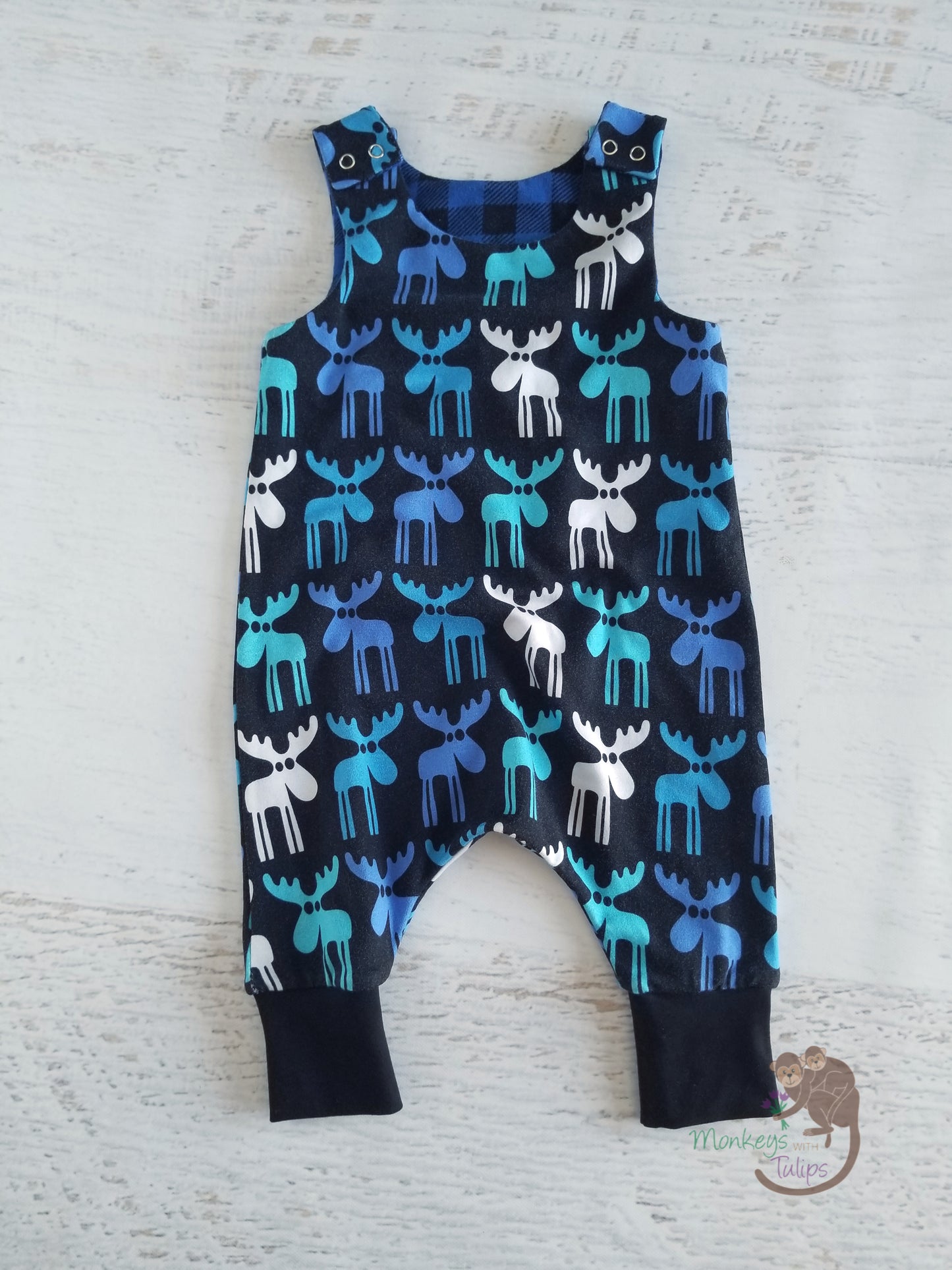 Slouchy Romper, blue moose, baby (0-3 month), toddler (12-18 month)